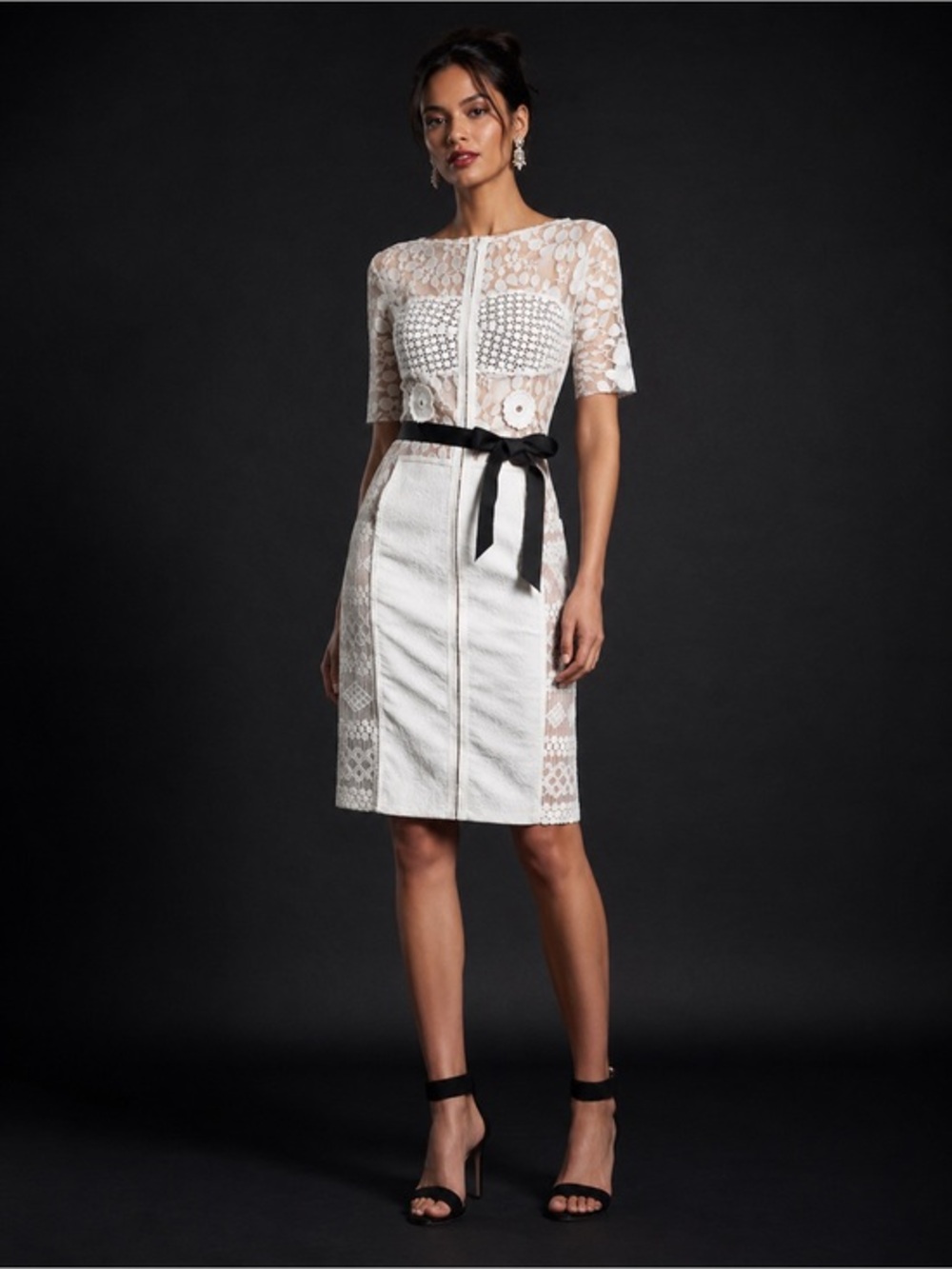 Beguile by Byron Lars carissima lace embroidered sheath dress ivory 6